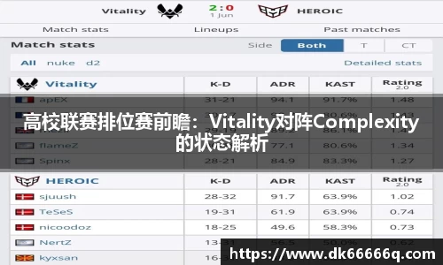 高校联赛排位赛前瞻：Vitality对阵Complexity的状态解析